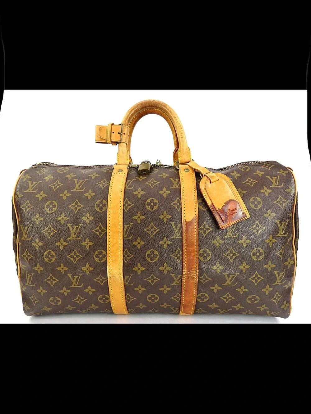 Louis Vuitton Monogram Canvas Duffel with Tan Leather Trim